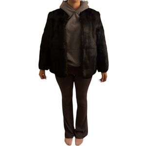 Mink Fur Coat Mob Wife Womens Size Small with Blue Floral lining